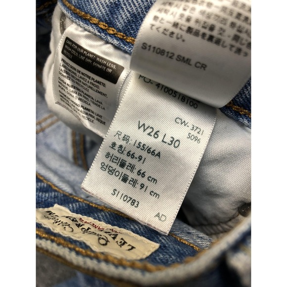 Levis 501 Straight Jeans Womens W26 L30 High Rise Blue Light Wash Distressed - Picture 6 of 10